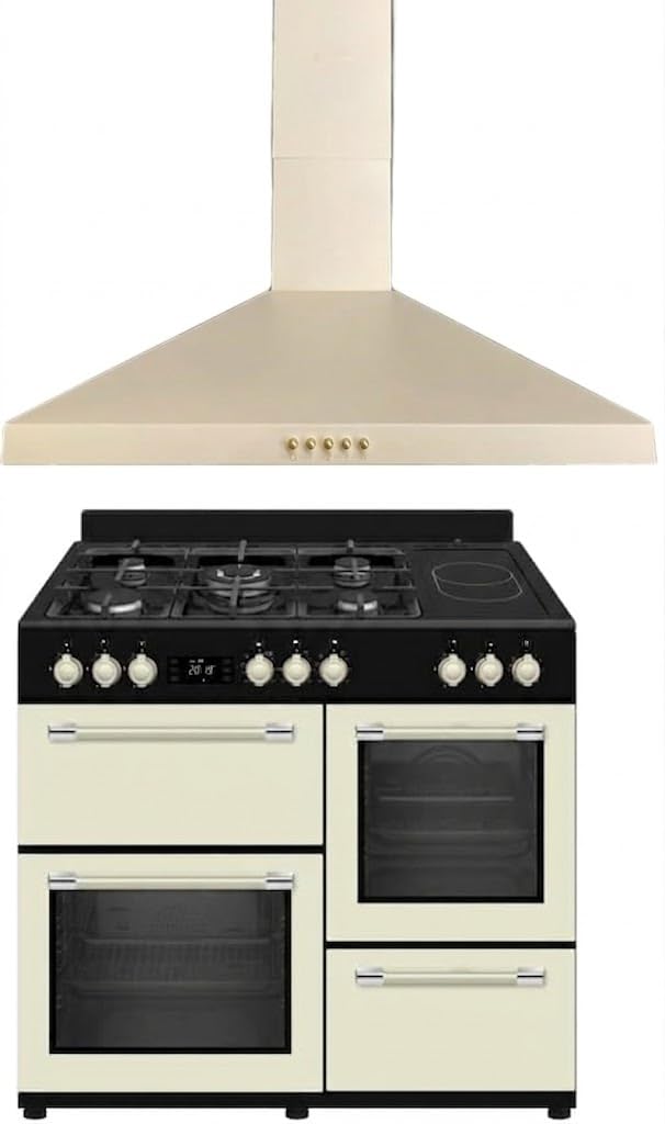 PACK SOLTHERMIC RANGE3HOR COCINA MIXTA PROFESIONAL + CAMPANA A JUEGO DE 90 CREMA / 5 FUEGOS GAS 2 VITRO / 3 HORNOS/TEMPORIZADOR Y TURBO/ENTREGA A DOMICILIO Y RETIRADA DEL USADO GRATIS