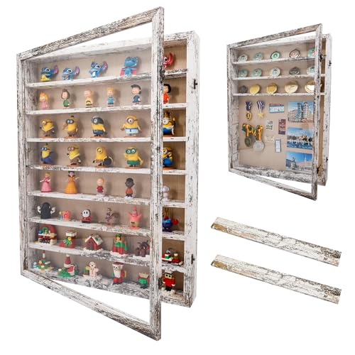 Image of 18*24 Large Shadow Box Frame with Removable Shelves,White Shadow Boxes Display Cases for Small collectables,Deep Memory Box Display Case Trinket Shelf for Collection,Coins,Miniatures Figures