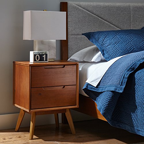 Amazon Brand – Rivet Mid-Century Stark 2-Drawer Nightstand, 24"H, Walnut