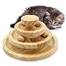 Emsmil Interaktiv Katzenspielzeug Holz 3 Level Towers Tracks Roller Bälle Intelligenz Interaktives Spielzeug Trainingsgerät zur Beschäftigung für die Katze