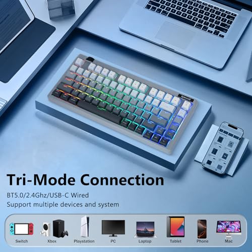 Image of Redragon Wireless Mechanical Keyboard Creamy, Custom 75% Design, Gray