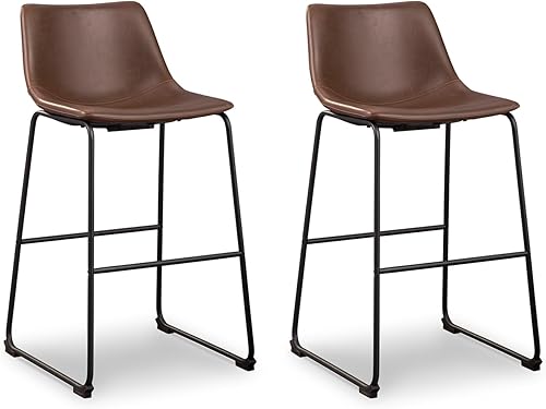Miniatura 76 de Ashley Signature Design - Taburete de bar tapizado Negro -,Marrón,Gris,Two Toned,Marrón tapizado,Blanco