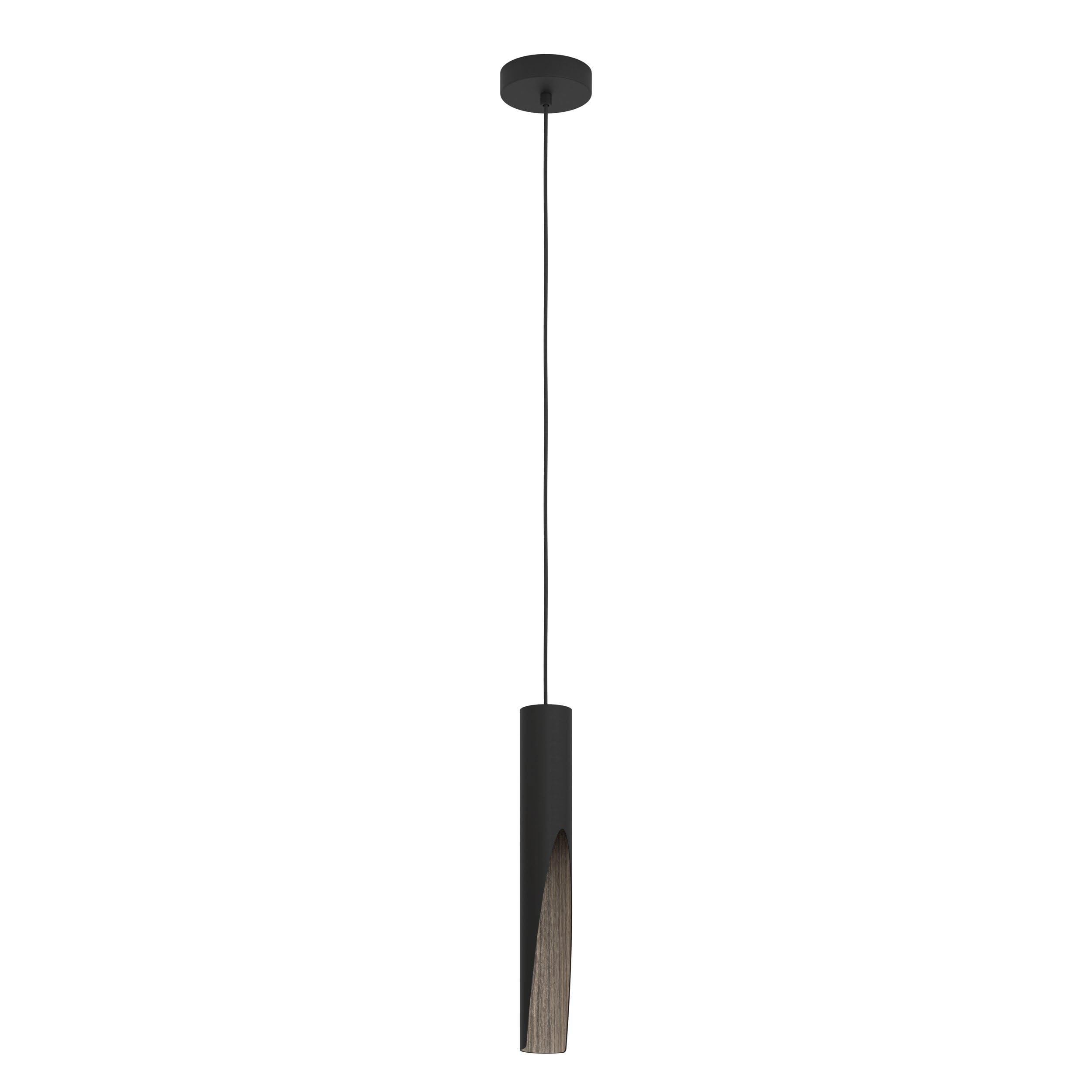 Eglo LED Pendant Lighting Barbotto, Hanging lamp with indirect Lighting, Metal Ceiling Light Fixture in Black and Wood Look, GU10 Bulb, Warm White, FSC Certified