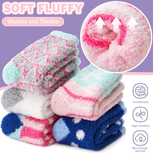 Image of Fuzzy Slipper Socks Thick Fluffy Warm Winter Cozy Plush Soft Sleep Home Socks for Women Men
