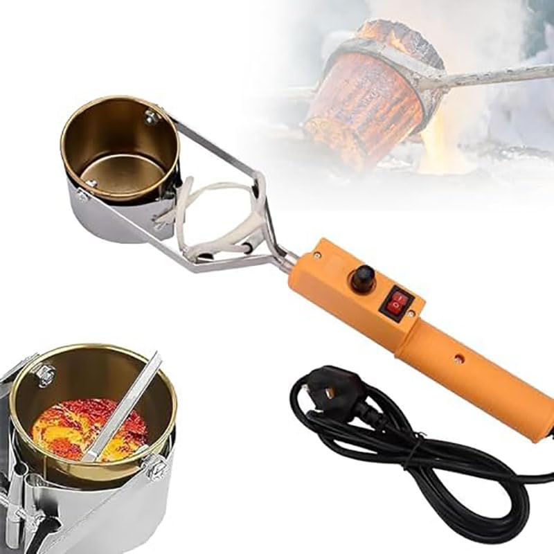 Olla eléctrica de metal para fusión, temperatura ajustable de 200 a 450 °C, capacidad de 1100 g, fusión rápida en 10 minutos, ideal para moldes de peso de pesca