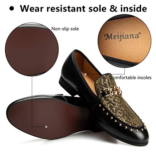 Image of Meijiana Men's Fashion Classic Microfiber PU Leather Loafers and Weeding Dress Shoes for Men