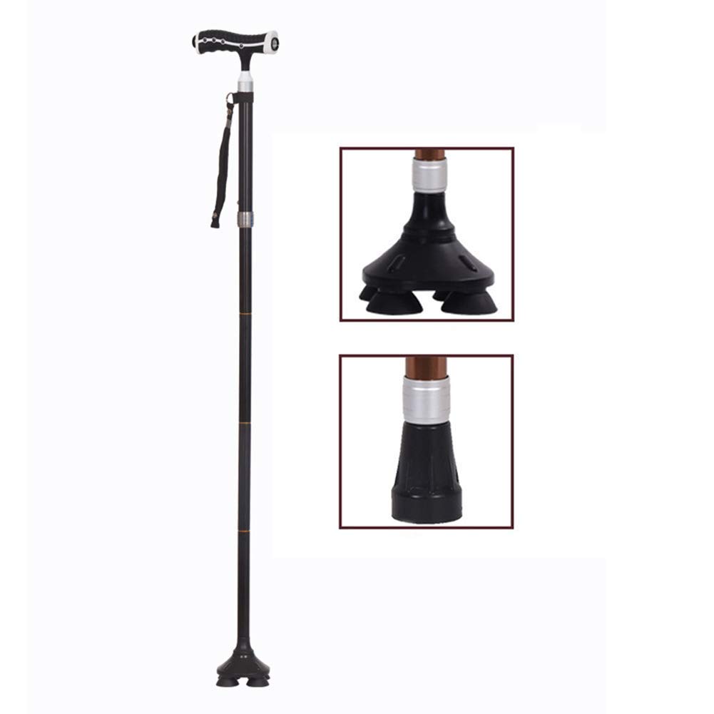 Bastón para Caminar con luz LED, Antideslizante/aleación de Aluminio, Altura Ajustable 82-94 cm, para Acampar, Escalar, Correr, muletas Times