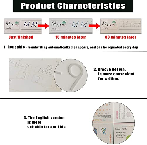 SKY-TOUCH Reusable Handwriting Copybooks for Kids | Magic Practice Workbook Set for Preschool | Grooved Template Design for Improved Writing Skills (4 Books with Pens, 18.5 x 26 cm)