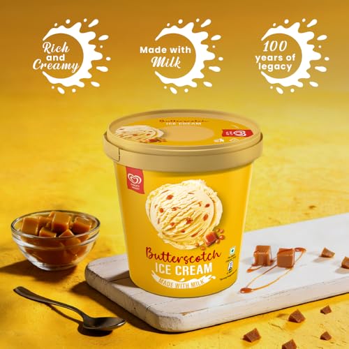 Image of Kwality Wall's The Dairy Factory Butterscotch Icecream Tub, 700 ml