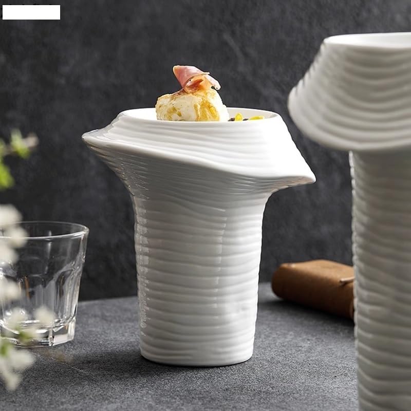 Platos de aperitivos para pasta, platos creativos de cerámica de base alta, plato de postre con rosca irregular para restaurante, plato de aperitivos, plato de sushi, vajilla especial, platos par