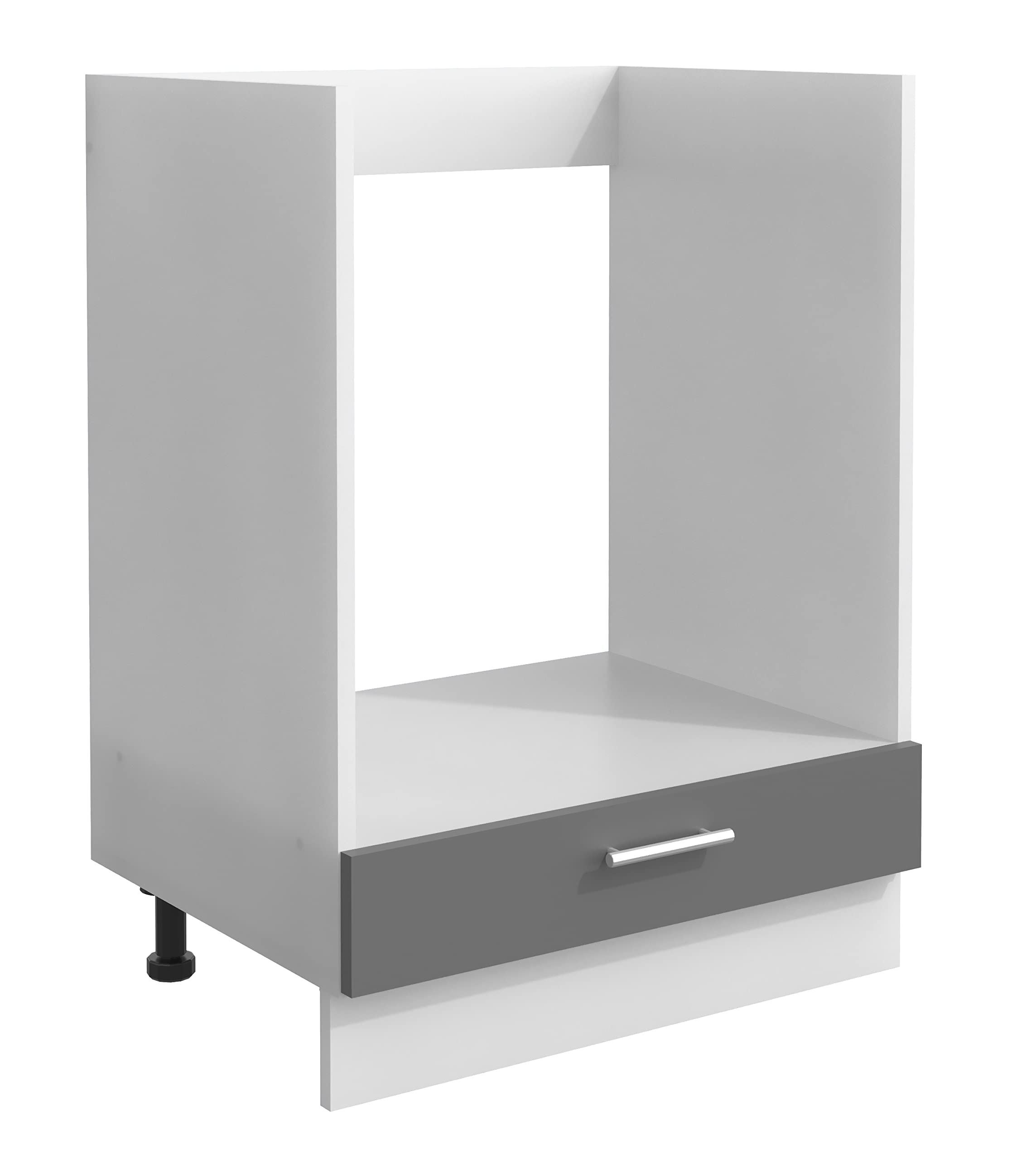 Ofenschrank | Maße ca. H. 82 x B. 60 x. T. 46 cm | Herdumbauschrank | verstellbare Füße | Backofenschrank mit Zusatzfach Klappe - Esilo