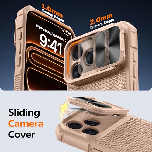 Image of Magnetic for iPhone 17 Pro Max Case [Slide Camera Cover] [Compatible with Magsafe] [Kickstand][Military Grade Protection] Shockproof Rugged Case for iPhone 17 Pro Max,Rose Gold
