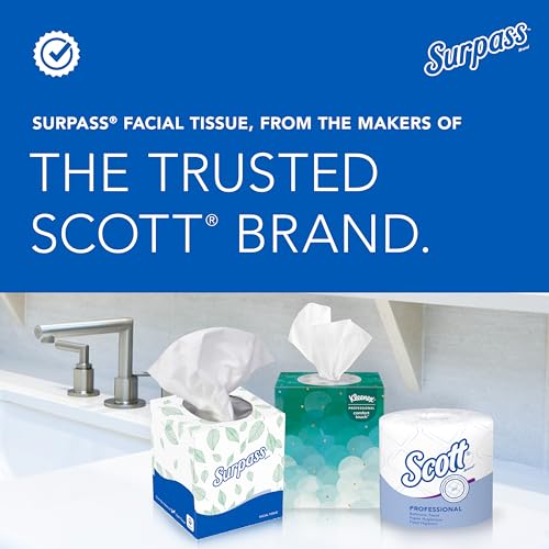 Image of Surpass Facial Tissue, Bulk (21390), 2-Ply, White, Flat Boxed Format, Ecologo, Designed for Business (125 Tissues /Box, 60 Boxes, 7,500 Sheets /Case)