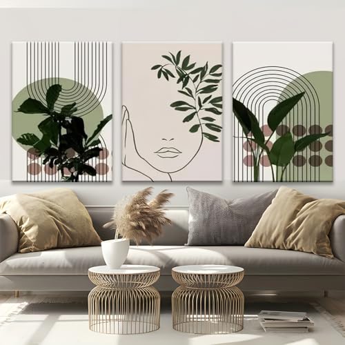 Décoration murale esthétique verte bohème 30x50 cm avec cadre - 3