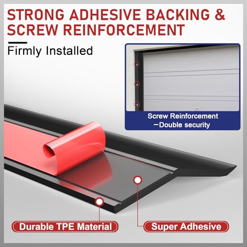 Image of Garage Door Seal Top and Sides - 23 Ft Garage Door Weather Stripping Side Seal, Heavy Duty Weatherproof Rubber, Insulates, Prevents Drafts, Easy Installation for Homeowners and DIYers