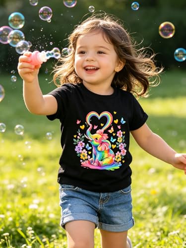 Image of Funnycokid Little Girls T Shirt for Toddler 3-7 Years Kids Tee Graphic Short Sleeve Clothes Tops