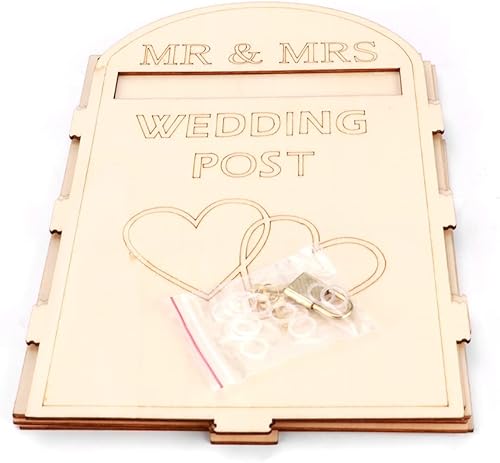 Miniatura 4 de Caja de madera para tarjetas de boda con cerradura, buzón de boda, caja de regalo de bricolaje, caja de recepción para recuerdos de fiesta, baby
