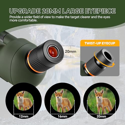 ESSLNB 20-60x70 Spotting Scopes with Tripod, BAK4 High Definition Waterproof Compact Spotter Scope with Carrying Bag and Phone Adapter for Bird Watching Wildlife Scenery Target Shooting Hunting - Thumbnail 5