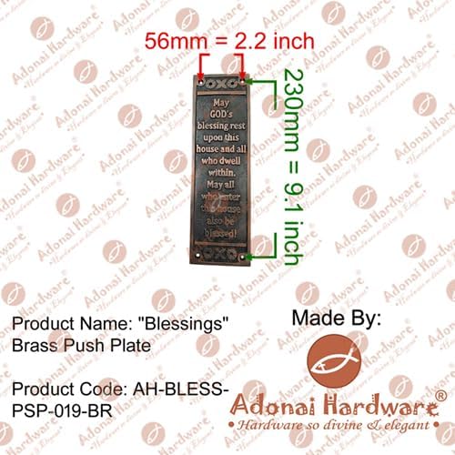 Adonai Hardware "Blessings" Brass Push Plate - Antique Brass