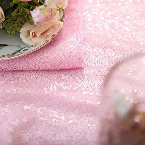 Image of B-COOL Sequin Tablecloths Pink Table Fabric for Rectangle Tables 90x156 Inch Party Table Cloths Parties Birthday Weddings Anniversary Buffet