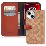 Coach Signature Canvas Two Piece Detachable Wallet Folio iPhone 15 Case, Compatible with Wireless Charging - Signature Tan