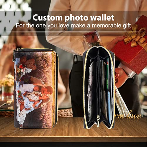 Lovejewelry Personalized Wallets for Women Photo Engraved PU Leather Trifold Wallet Credit Card Clutch Long Wallet for Girlfriend Mom Mother’s Day (2 Photo Wallets) 5