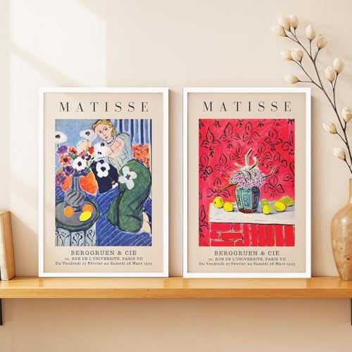 Image of SoulAbiti Woman with a Flower - 1921 & Still Life with Lemons - 1943 Framed Wall Art Print Set of 2 12x18 inch White Frame Plexi-Glass Famous Painting Art Prints Home Living Room Bedroom Office Decor