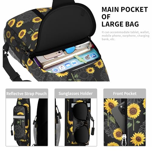 Image of Sunflower Sling Bag For Women Men Small Crossbody Bags Mini Water Resistant Casual Chest Bag Backpack Shoulder Daypack For Travel Hiking