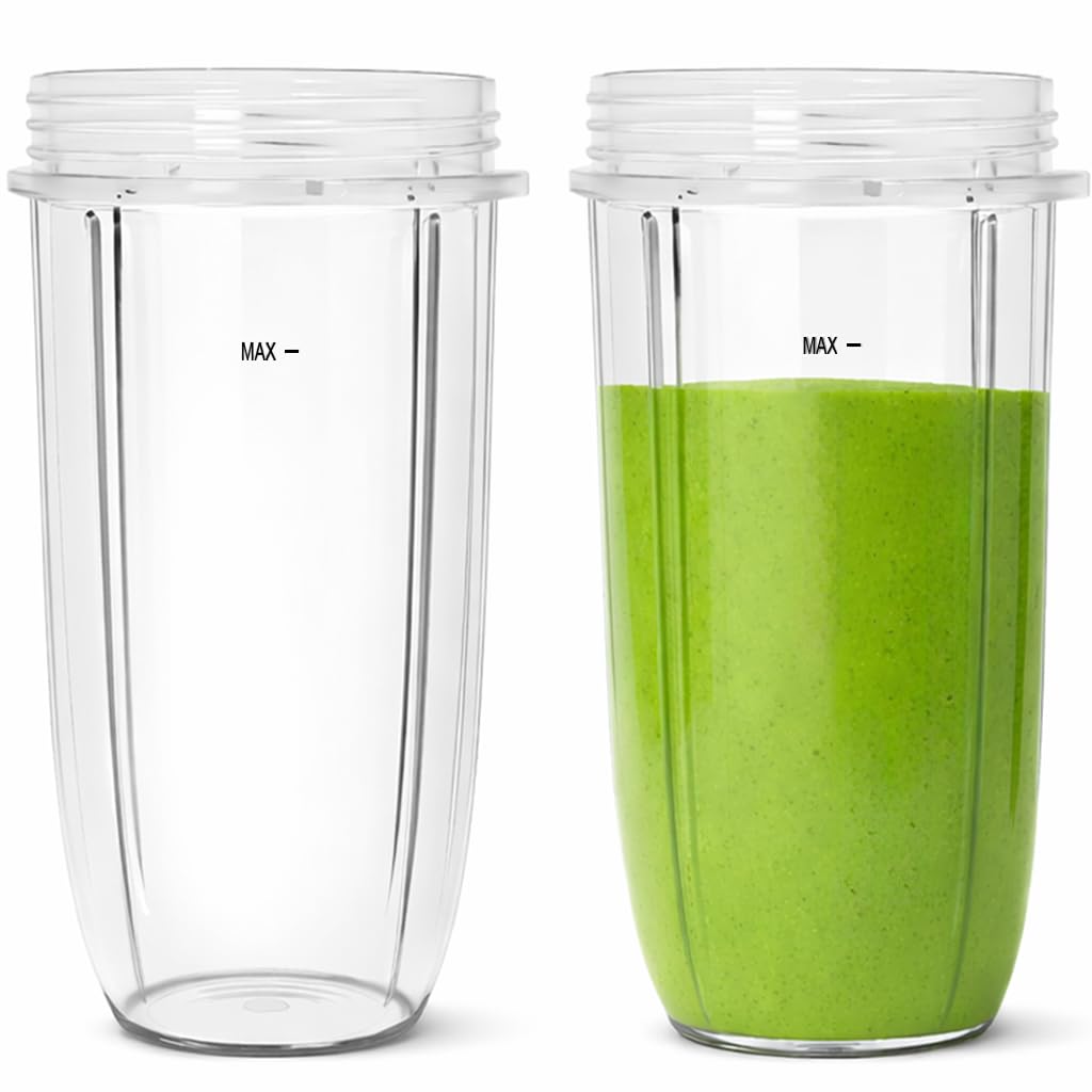 Replacement 24oz Cups Compatible with NutriBullet 600w Pro 900w Blender Machine NB-101S NB-201, Blender Replacement Parts by Gekufa (2 Packs)
