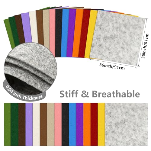 Image of Felt Fabric 36'' X 36'' Large Felt Sheets Stiff Craft Felt by The Yard for DIY Crafts Letter Coaster Flower Ornament Sewing Party Decoration Christmas Supplies Nonwoven (Grey)