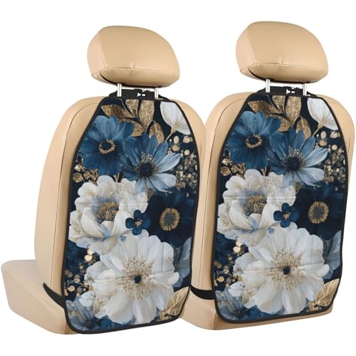 Alfombrillas organizadoras para viajes familiares con estampado floral azul y blanco