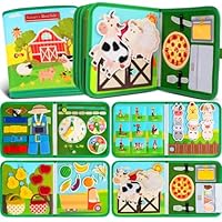 Quanquer Activities Busy Book for Toddlers, Farm Busy Board Montessori Toys for 1 2 3+ Year Kids Boys Girls, Preschool Learning Activities Developing Sensory Board, Travel Toys for Toddlers 1-3+