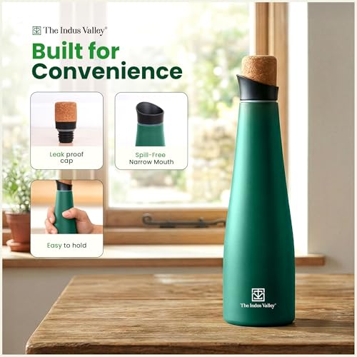 Image of The Indus Valley Double Wall Stainless Steel Vacuum Insulated Narrow Water Bottle | 500 ml | Leak-Proof Lid, Rust-Proof | for School, Office & Gym