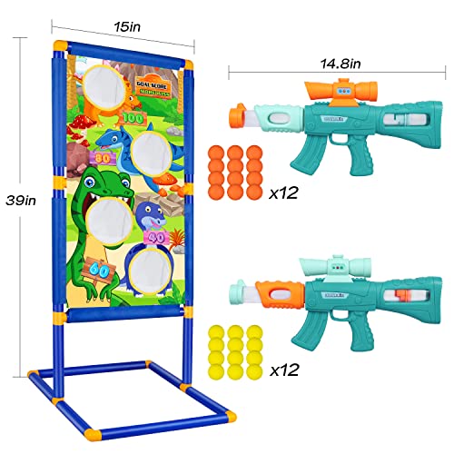 Bottleboom Shooting Game Toys For Boys Age 5 6 7 8 9 10+ Years Old,Foam Popper Guns For 2 Player,Electric Shooting Target & Air Blaster With 24 Foam Bullet Balls Birthday Gift For Kids Girls #TOP4