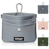 Dog Treat Pouch – Dog Training Pouch with Waterproof Oxford Fabric, Hands-Free Design, Carabiner Clip, Front Pocket, Self-Closing for Outdoor Walks & Puppy Training (Grey)