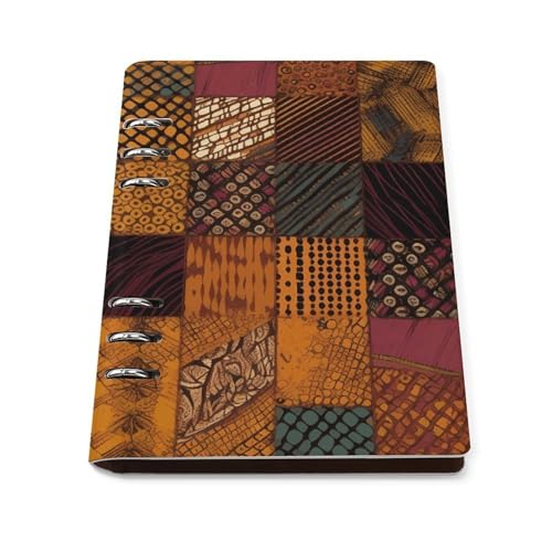 Carnet de notes A5 rechargeable à 6 anneaux ligné style africain