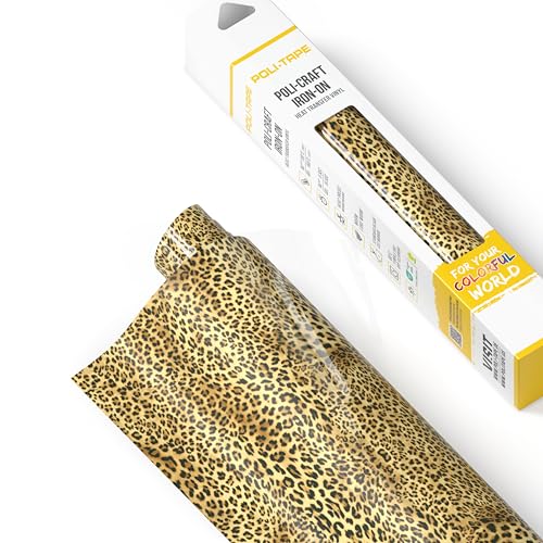 Poli-Flex Design - Heat Transfer Vinyl (HTV) - 12 in x 36 in for T-Shirts - Iron-On Vinyl - Easy to Cut & Weed - Fashionable & Durable - Leopard