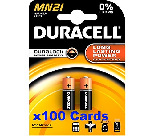 Boîte de 100 cartes de 2 x Duracell MN21 A23 12 V Piles Alcalines Piles (200)