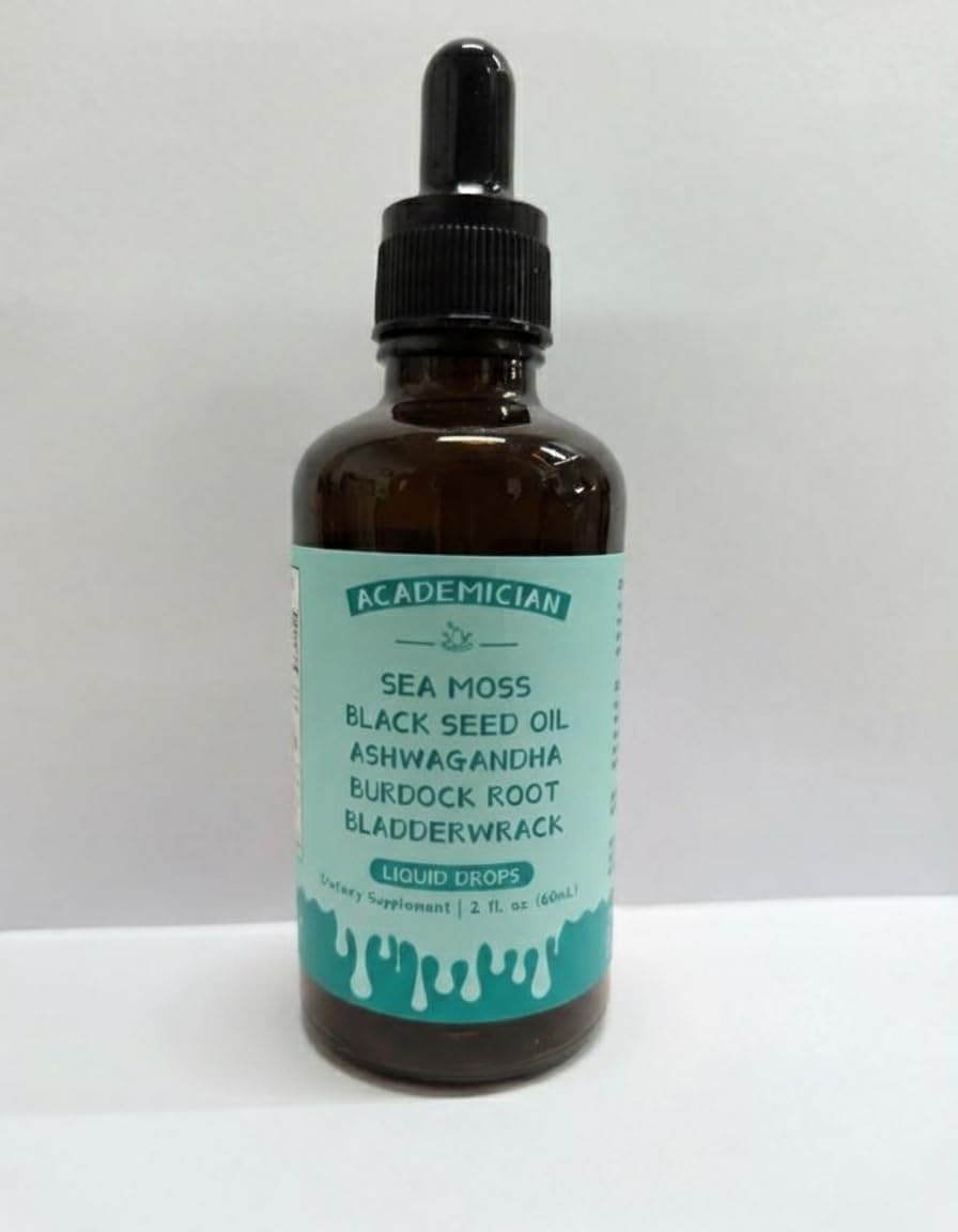 Sea Moss Drops with Ashwagandha Tincture Black Seed Oil Burdock Root Bladderwrack Liquid Drops - 60ml