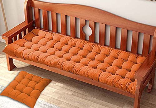 Waigg Kii Coussin de banc rectangulaire 8 cm d'épaisseur - 2 ou 3 places - En coton - Pour banc de jardin, chaise longue - Pour intérieur et extérieur (100 x 40 cm, orange) Cover