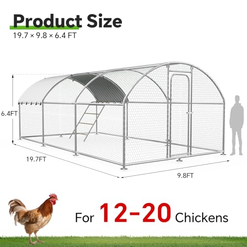 Image of 19.7x9.7 FT Extra Large Metal Chicken Coop, Walk-in Poultry Run