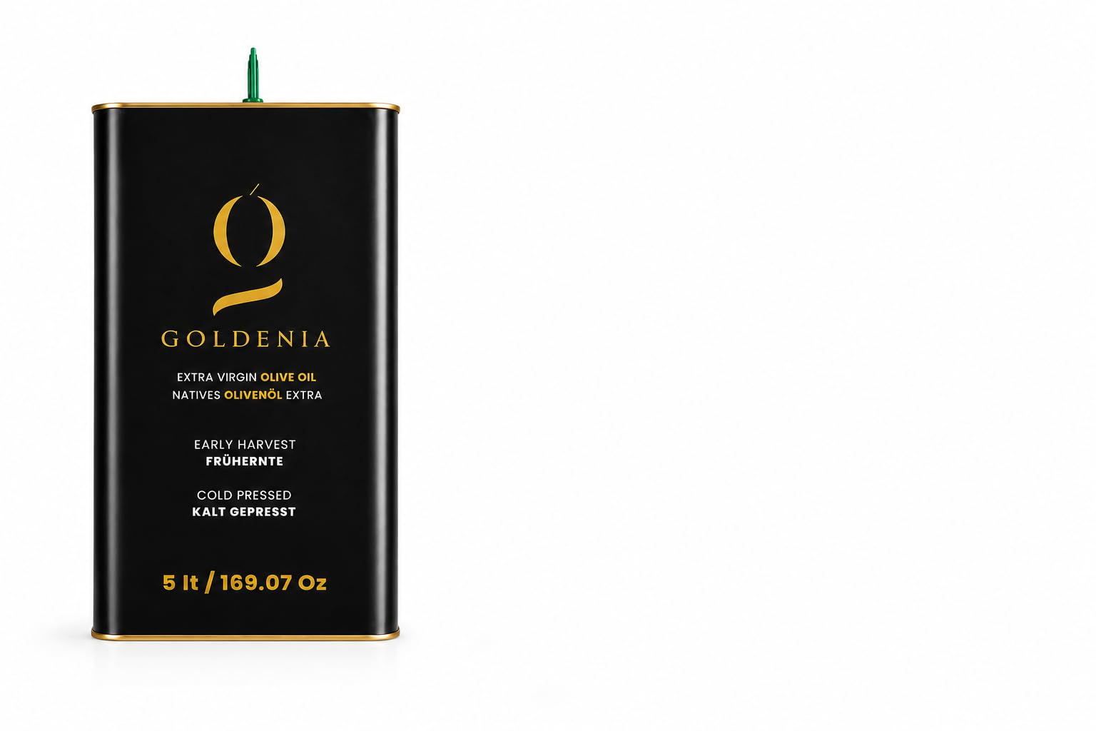 GOLDENIA Premium Natives Olivenöl Extra 5L – Frühernte, Kalt Gepresst, Extra Virgin Olive Oil, Erste Güteklasse, Product of Turkey, Premium Olivenöl im Metallkanister