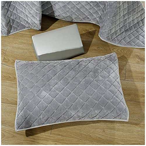 Couverture matelassée en coton et parure de lit double grise - 6