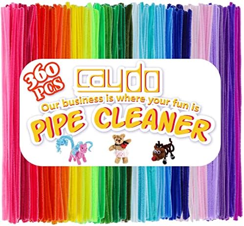 Caydo 360 Pieces Pipe Cleaners 40 Assorted Colored Chenille Stems for Art and Crafts, Children’s Craft Supplies (6 mm x 12 inch)