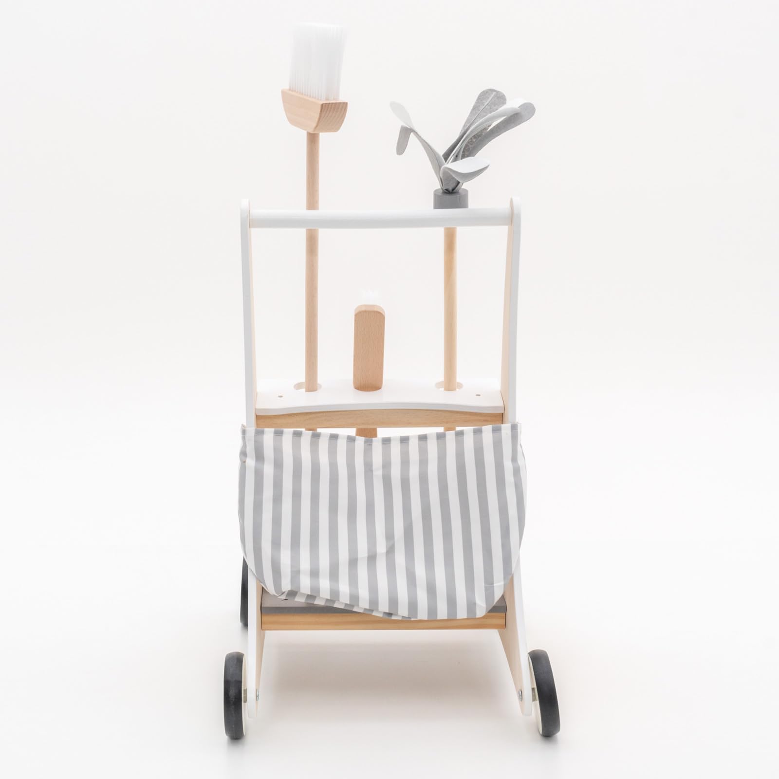 CARRITO DE LIMPIEZA MONTESSORI DE ECO MADERA "CLEAN UP" FREGONA, ESCOBA, CEPILLO Y RECOGEDOR INCLUIDOS 43 X 35 X 66 CM Cura della persona e salute