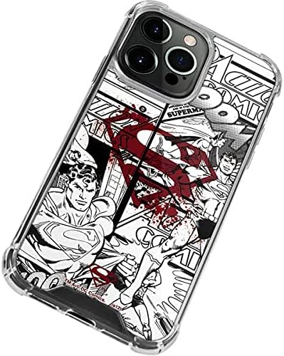 Skinit Clear Phone Case Compatible with iPhone 13 Pro - Officially Licensed DC Comics Superman Comic Pattern Logo in Red Design