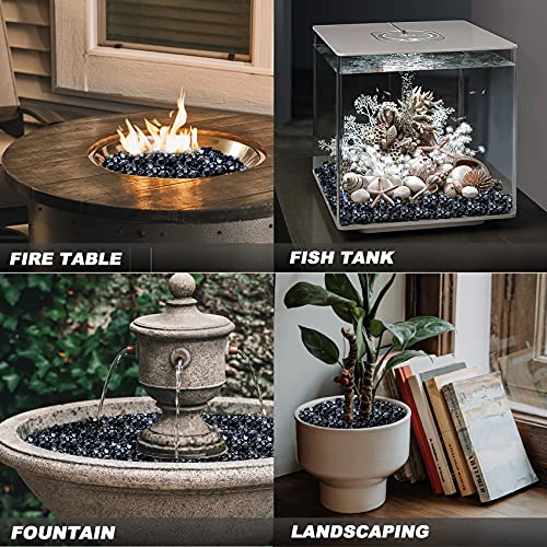 Skyflame 10-Pound Fire Glass Diamonds For Fire Pit Fireplace Landscaping, 1/2 Inch Reflective Glass Fire-Diamonds, Onyx Black #TOP4