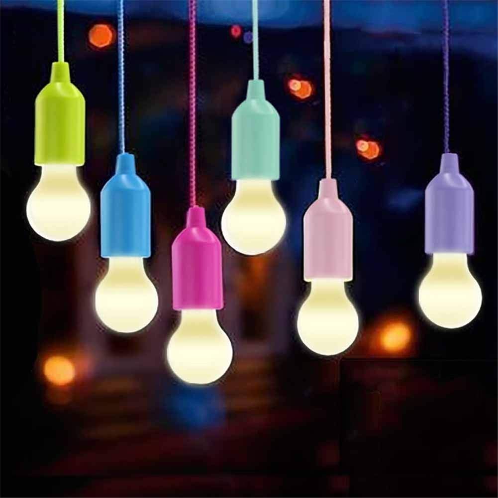 BSTCAR 6 lampadine LED da campeggio portatili con interruttore a trazione, funzionamento a batteria (AAA), lampada bianca calda per escursioni, pesca, campeggio, tenda, giardino, decorazione
