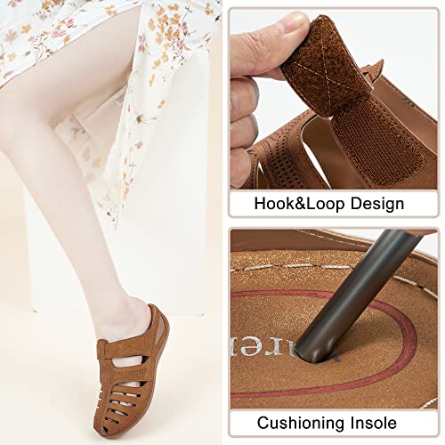 Image of HARENCE Clogs for Women Mules Shoes: Comfortable Dressy Closed Toe Platform Sandals 2026 Summer Casual Adjustable Slip On Walking Wedges