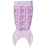 Snuggle Stuffs Girls Scales Dot Velboa Mermaid Tail Blanket (Large - 59', Purple)